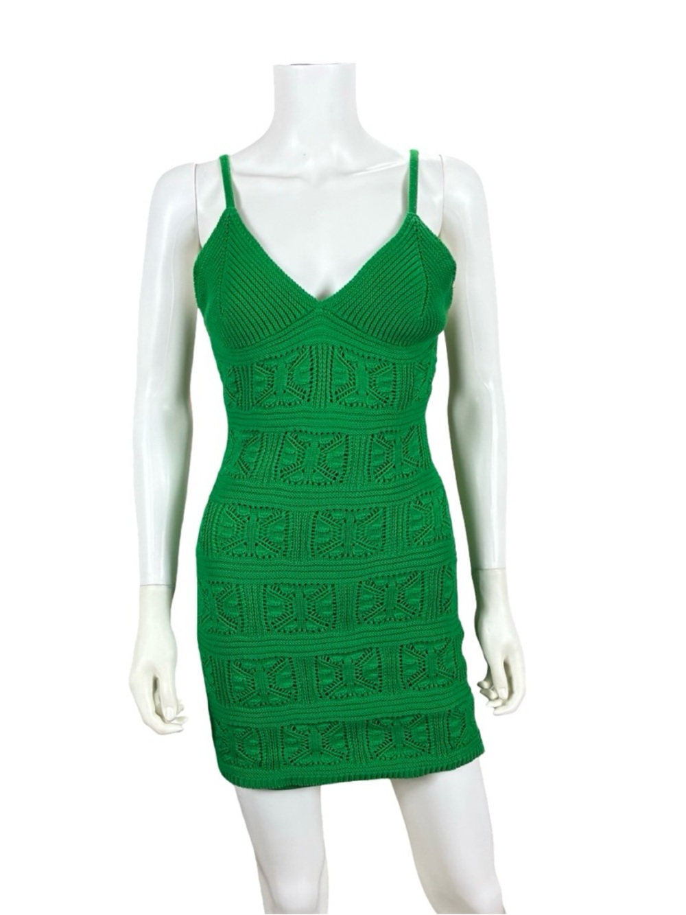Olive + Oak Green Crochet Mini Dress